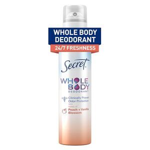 Secret Whole Body Deodorant Spray for Women, Peach & Vanilla scent 3.5 oz